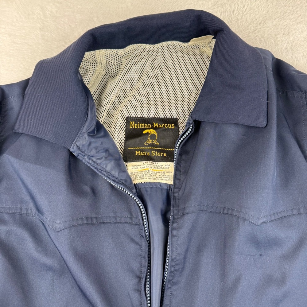 Vintage Made in Japan Neiman Marcus Windbreaker Jacket Mens XL Navy Blue Zip